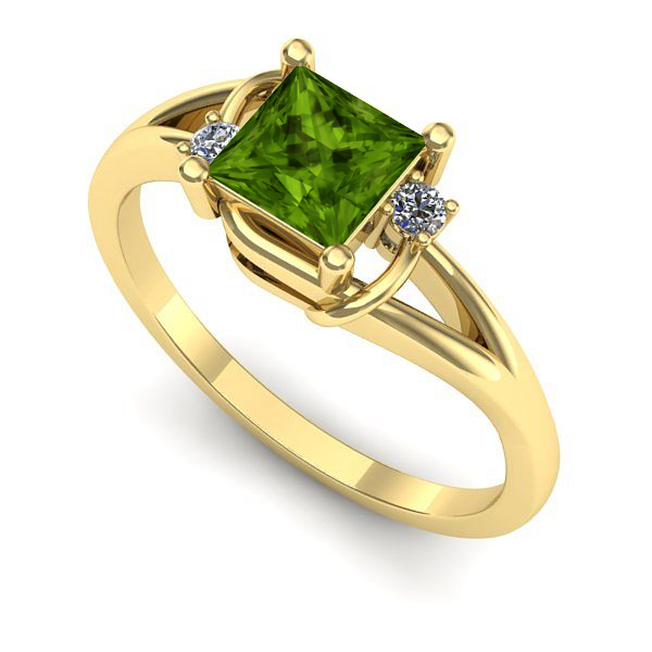 Inel logodna din aur galben cu peridot