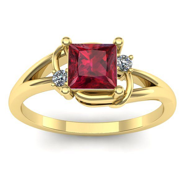 Inel cu rubin patrat