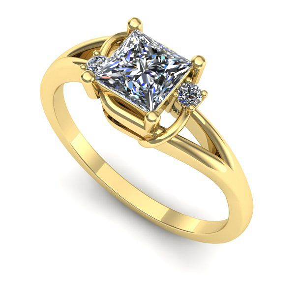 Inel de logodna din aur galben cu safir alb