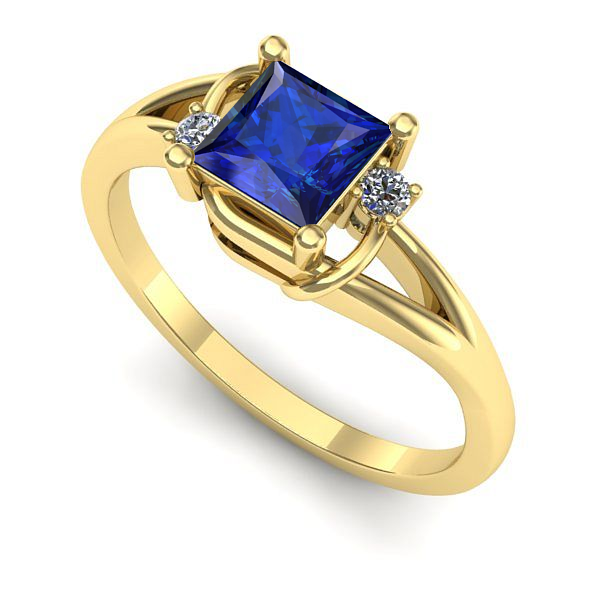 Inel logodna din aur galben cu safir