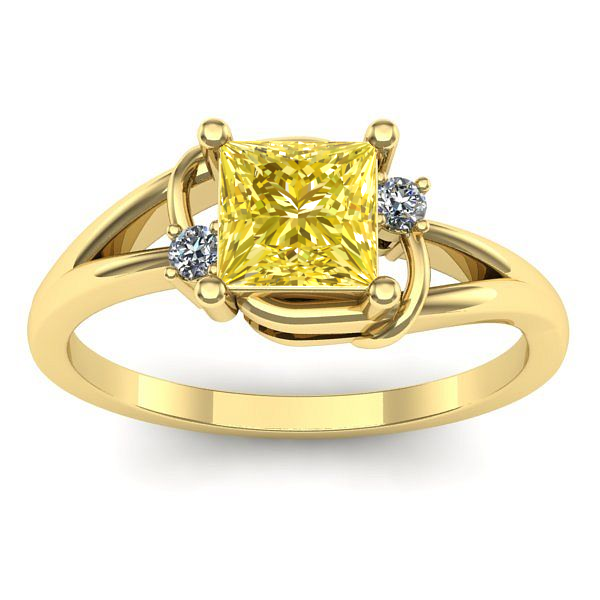 Inel logodna cu safir galben patrat