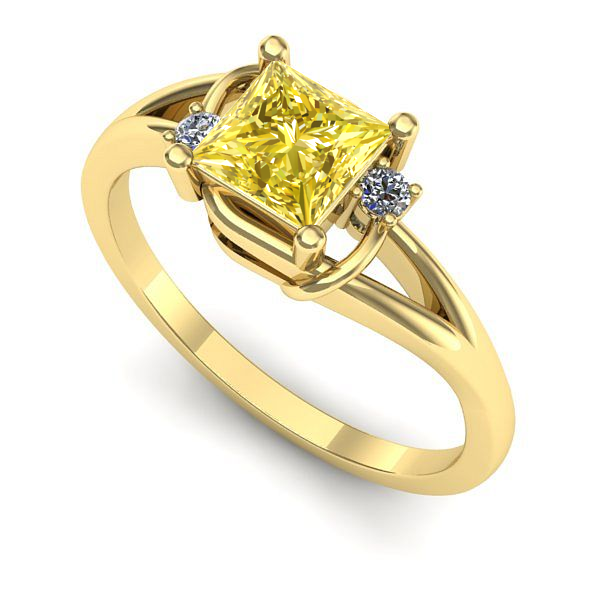 Inel logodna din aur galben cu safir galben