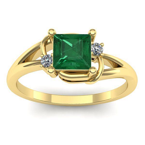 Inel de logodna cu smarald patrat