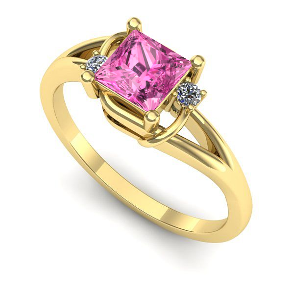 Inel de logodna din aur galben cu safir roz