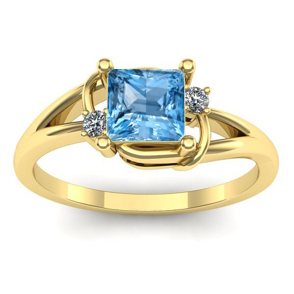 Inel logodna cu topaz blue patrat