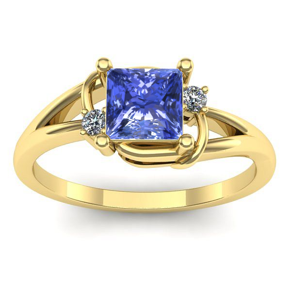 Inel logodna cu tanzanit patrat