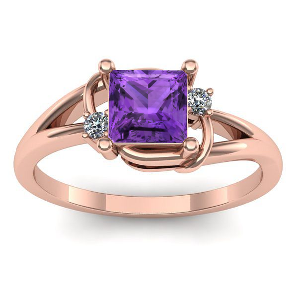 Inel de logodna cu ametist patrat