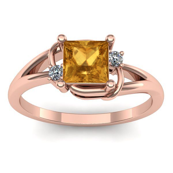 Inel de logodna cu citrin patrat