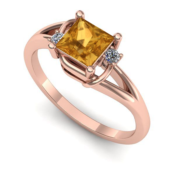 Inel de logodna din aur roz cu citrin