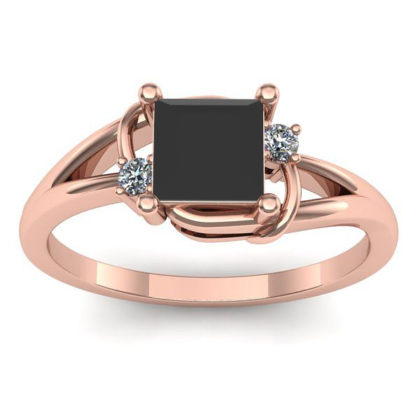 Inel cu diamant negru patrat