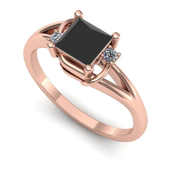 Inel din aur roz cu diamant negru