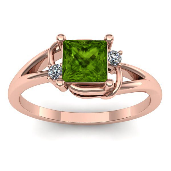 Inel cu peridot patrat