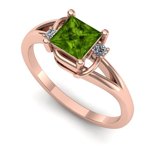 Inel din aur roz cu peridot