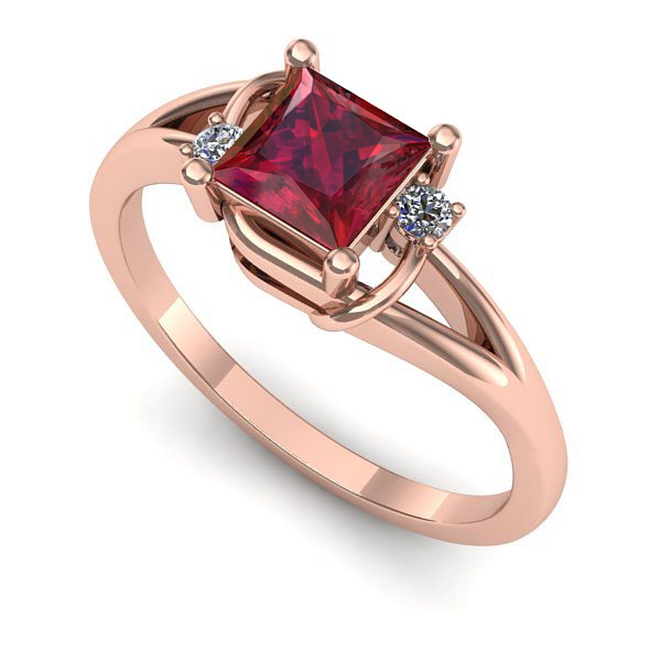 Inel logodna din aur roz cu rubin