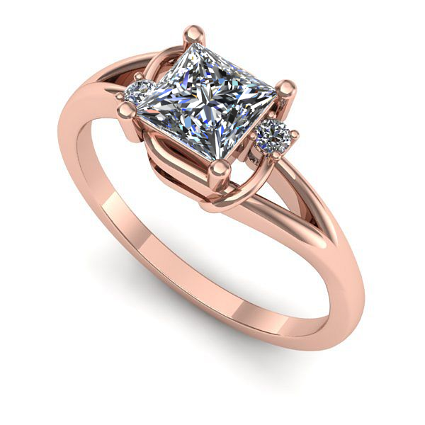 Inel din aur roz cu diamant de laborator