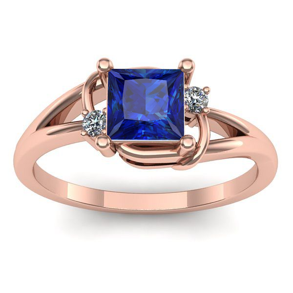 Inel logodna cu safir patrat