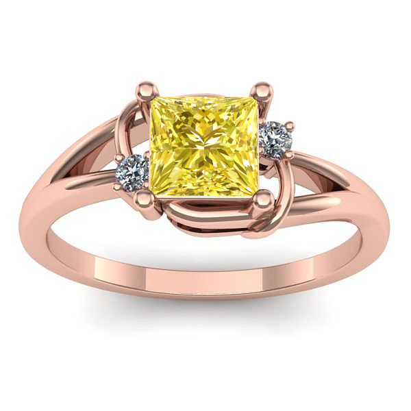 Inel logodna cu safir galben patrat