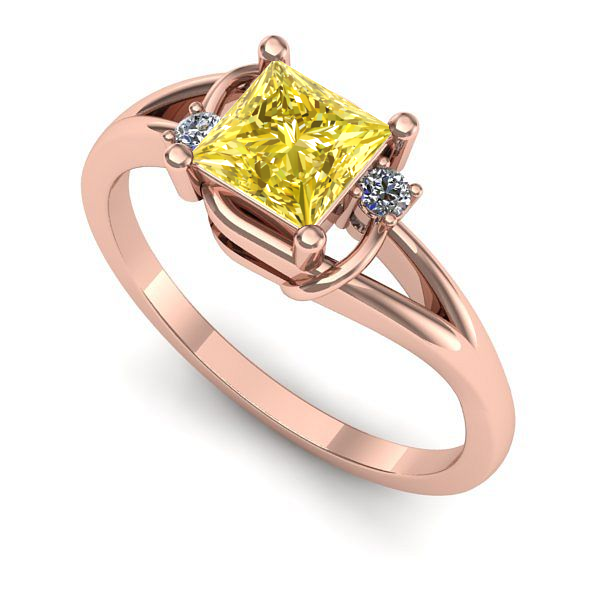 Inel logodna din aur roz cu safir galben