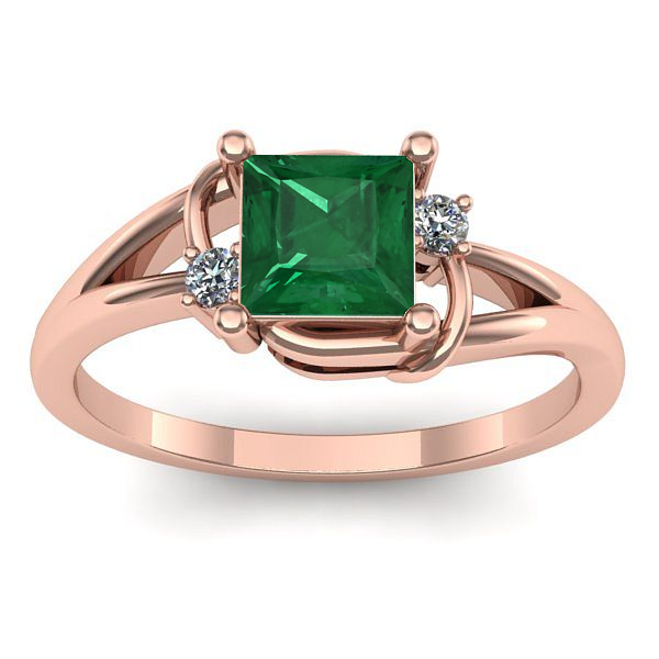 Inel logodna cu smarald patrat