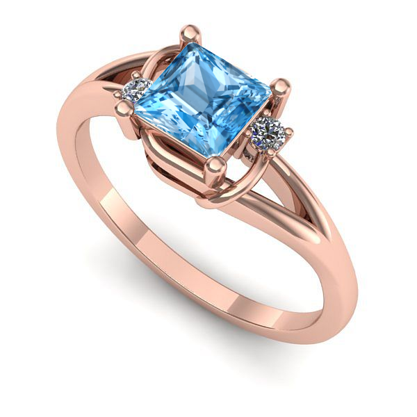 Inel de logodna din aur roz cu topaz blue