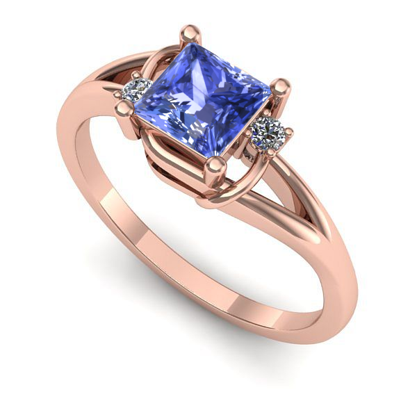 Inel logodna din aur roz cu tanzanit
