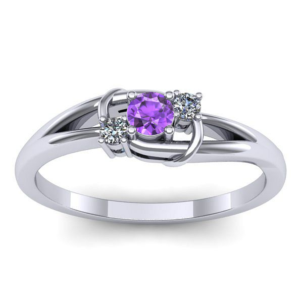 Inel de logodna cu ametist rotund