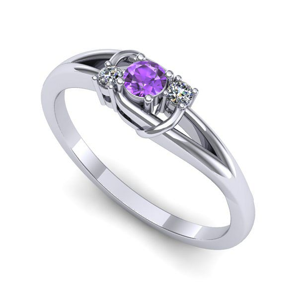 Inel din aur alb cu ametist