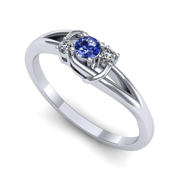 Inel logodna din aur alb cu tanzanit