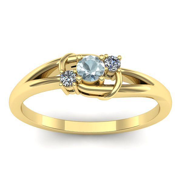 Inel cu aquamarin rotund