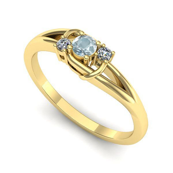 Inel de logodna din aur galben cu aquamarin