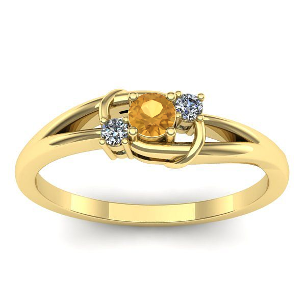 Inel cu citrin rotund