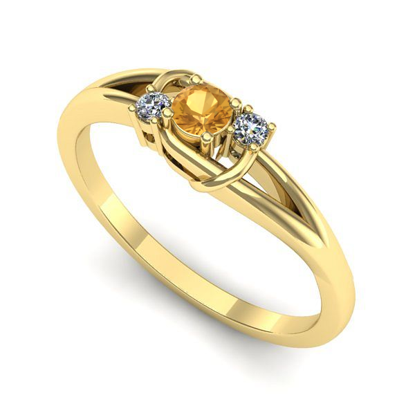 Inel logodna din aur galben cu citrin