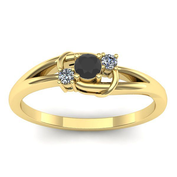 Inel cu diamant negru rotund