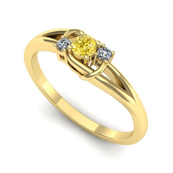 Inel logodna din aur galben cu safir galben