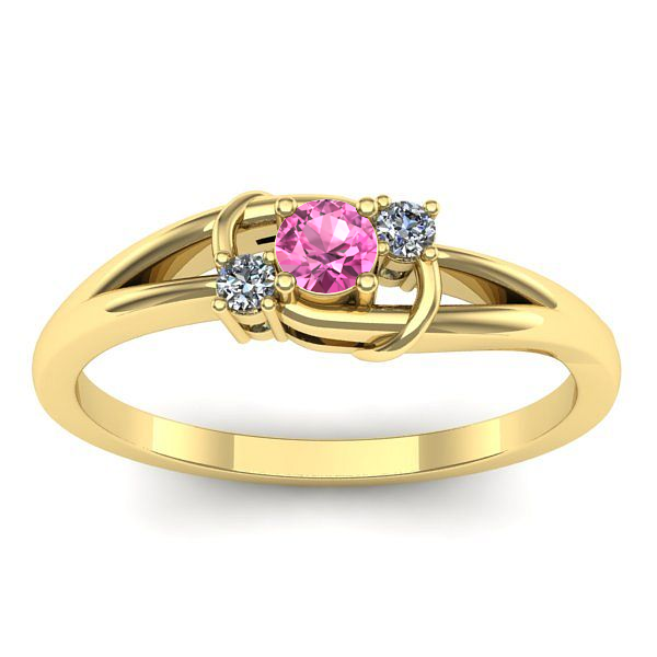 Inel logodna cu safir roz rotund
