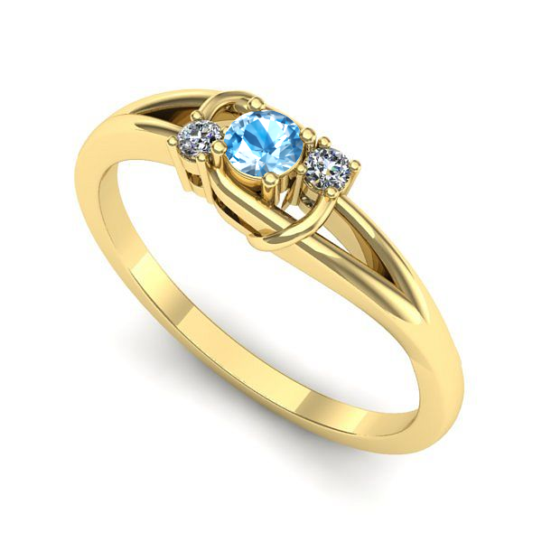 Inel de logodna din aur galben cu topaz blue