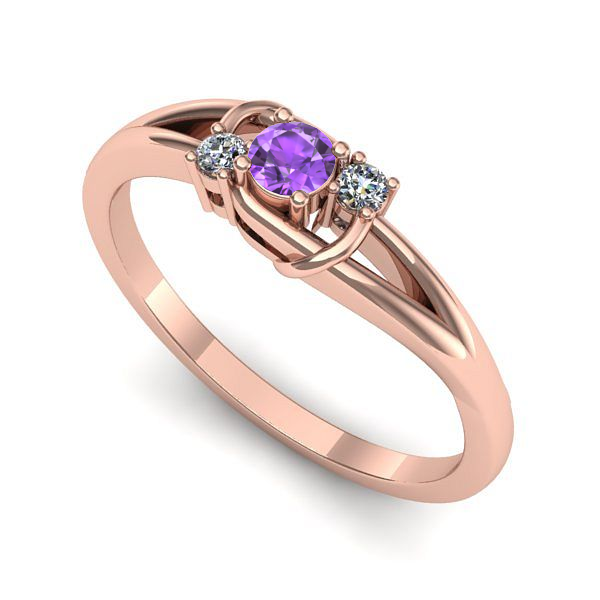 Inel din aur roz cu ametist