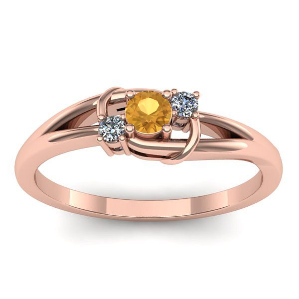 Inel logodna cu citrin rotund