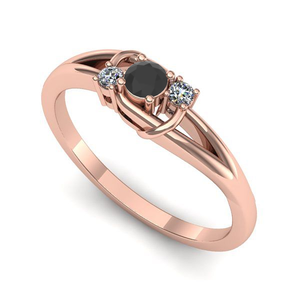 Inel din aur roz cu diamant negru