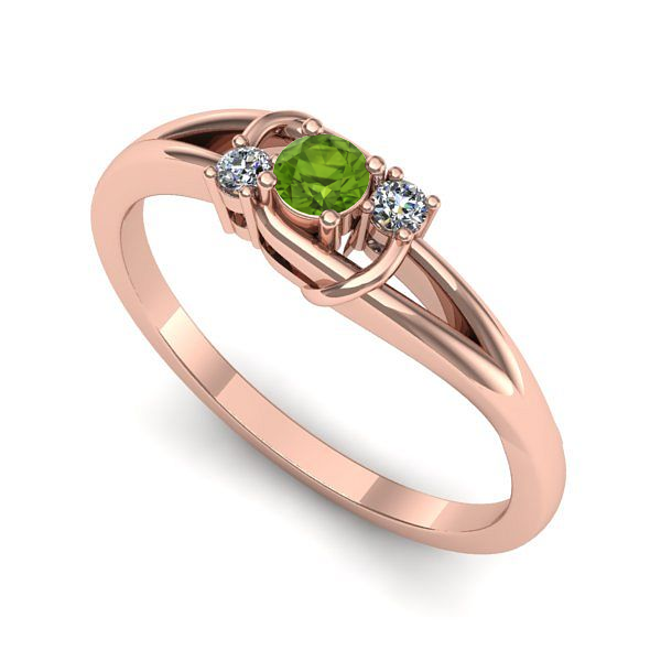 Inel de logodna din aur roz cu peridot