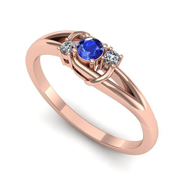 Inel logodna din aur roz cu safir