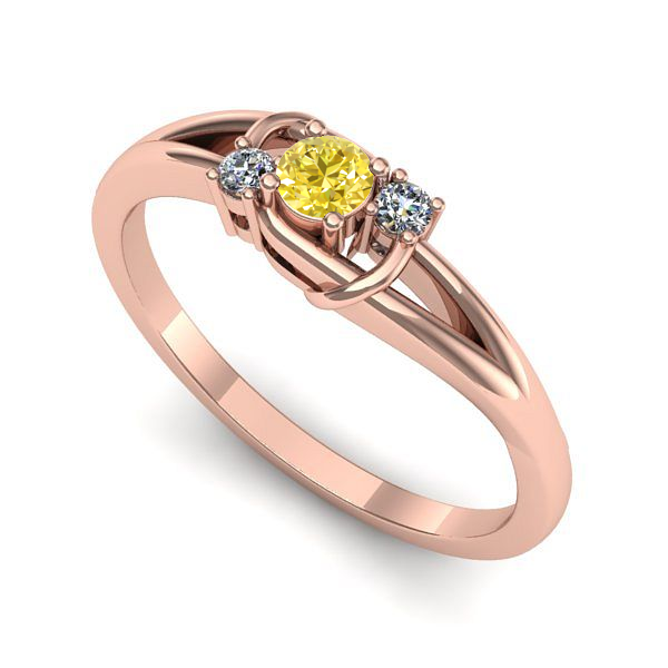 Inel logodna din aur roz cu safir galben
