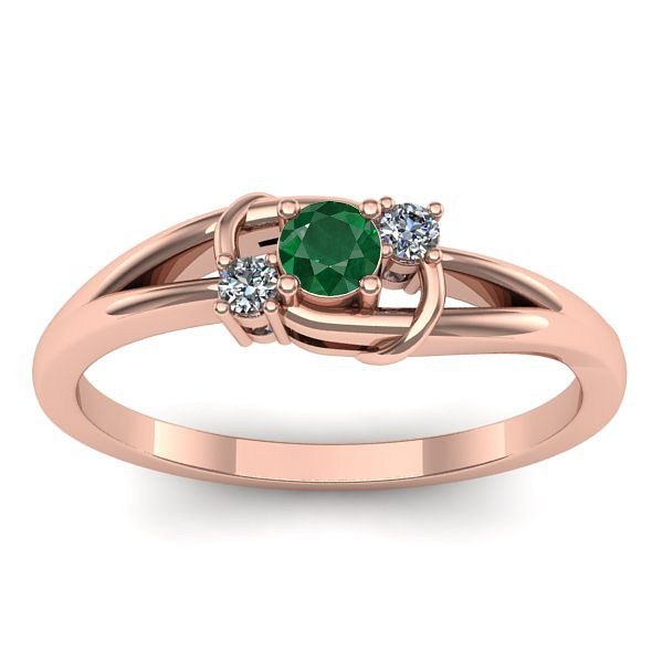 Inel de logodna cu smarald rotund