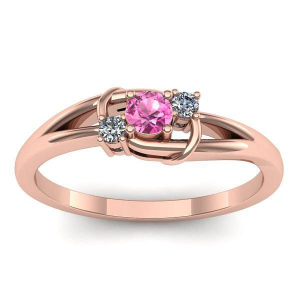 Inel de logodna cu safir roz rotund