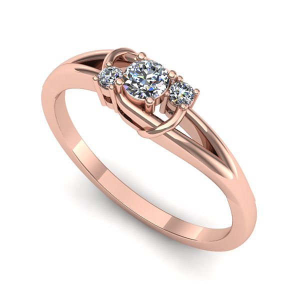 Inel logodna din aur roz cu diamant