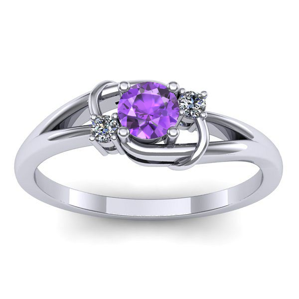 Inel logodna cu ametist rotund