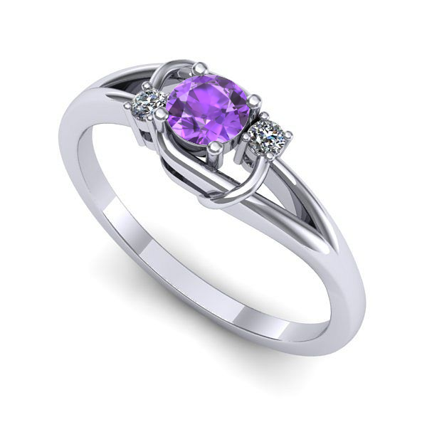 Inel de logodna din aur alb cu ametist