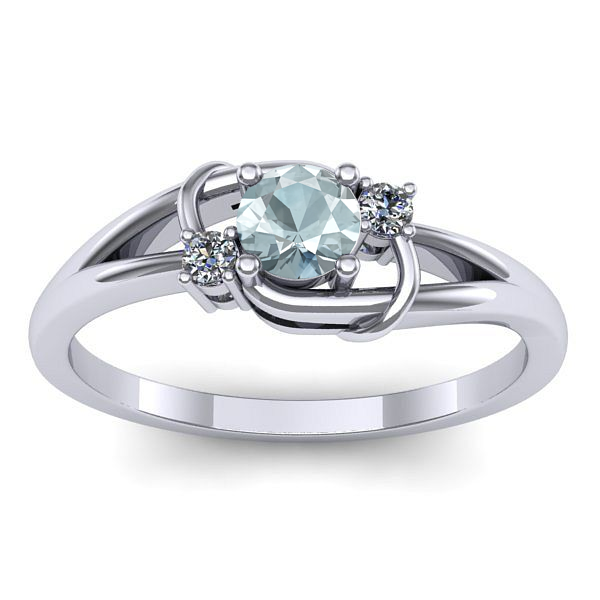 Inel cu aquamarin rotund