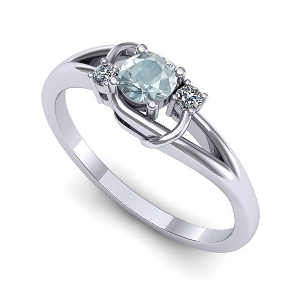 Inel din aur alb cu aquamarin