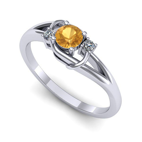 Inel de logodna din aur alb cu citrin